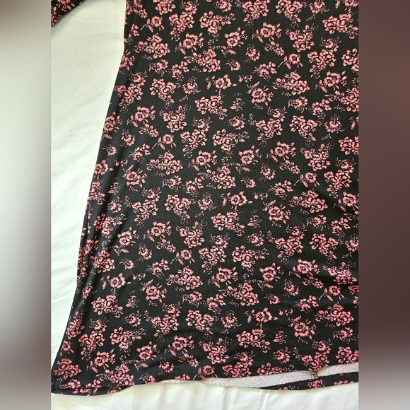 Joe Boxer Womens Black And Pink Floral Short Sleeve Short Dress Size Large - Picture 2 of 12